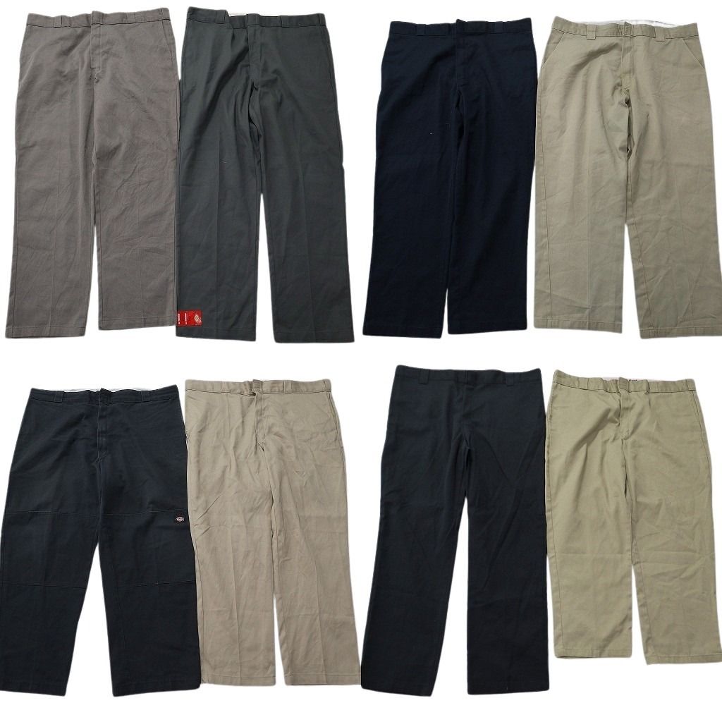 古着卸 まとめ売り ディッキーズ パンツ 8枚セット ( メンズ 42 ) ストレート ベージュ ダブルニー グレー 中古 古着 NF1847
