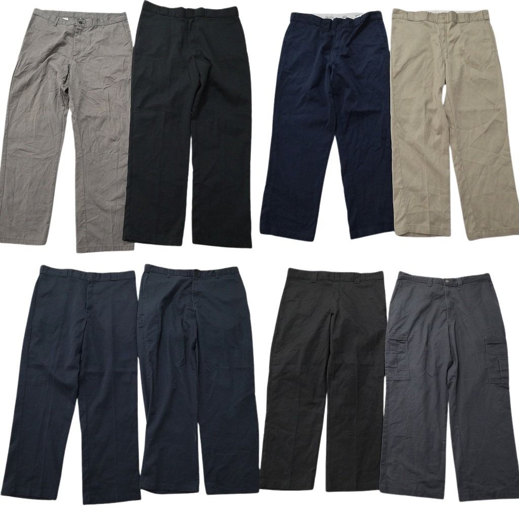 古着卸 まとめ売り ディッキーズ パンツ 8枚セット ( メンズ 38 ) カーゴ ワーク ブラック ネイビー チノ FLEX 中古 古着 NF1850
