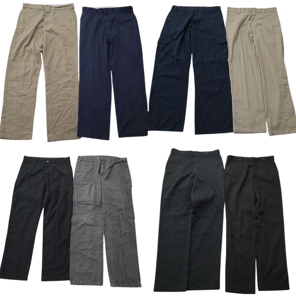 古着卸 まとめ売り ディッキーズ パンツ 8枚セット ( メンズ 36 ) チノ 874 ワーク ネイビー ストレート カーゴ 中古 古着 NF1852
