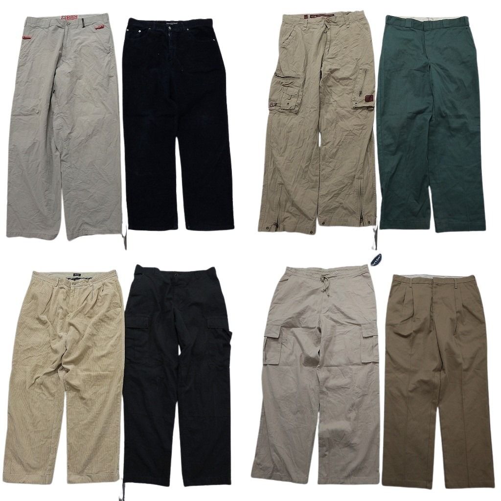 古着卸 まとめ売り ロングパンツ MIX 8枚セット ( メンズ 36 ) タック ベージュ デッドストック カーゴ ブラック 中古 古着 NF1863
