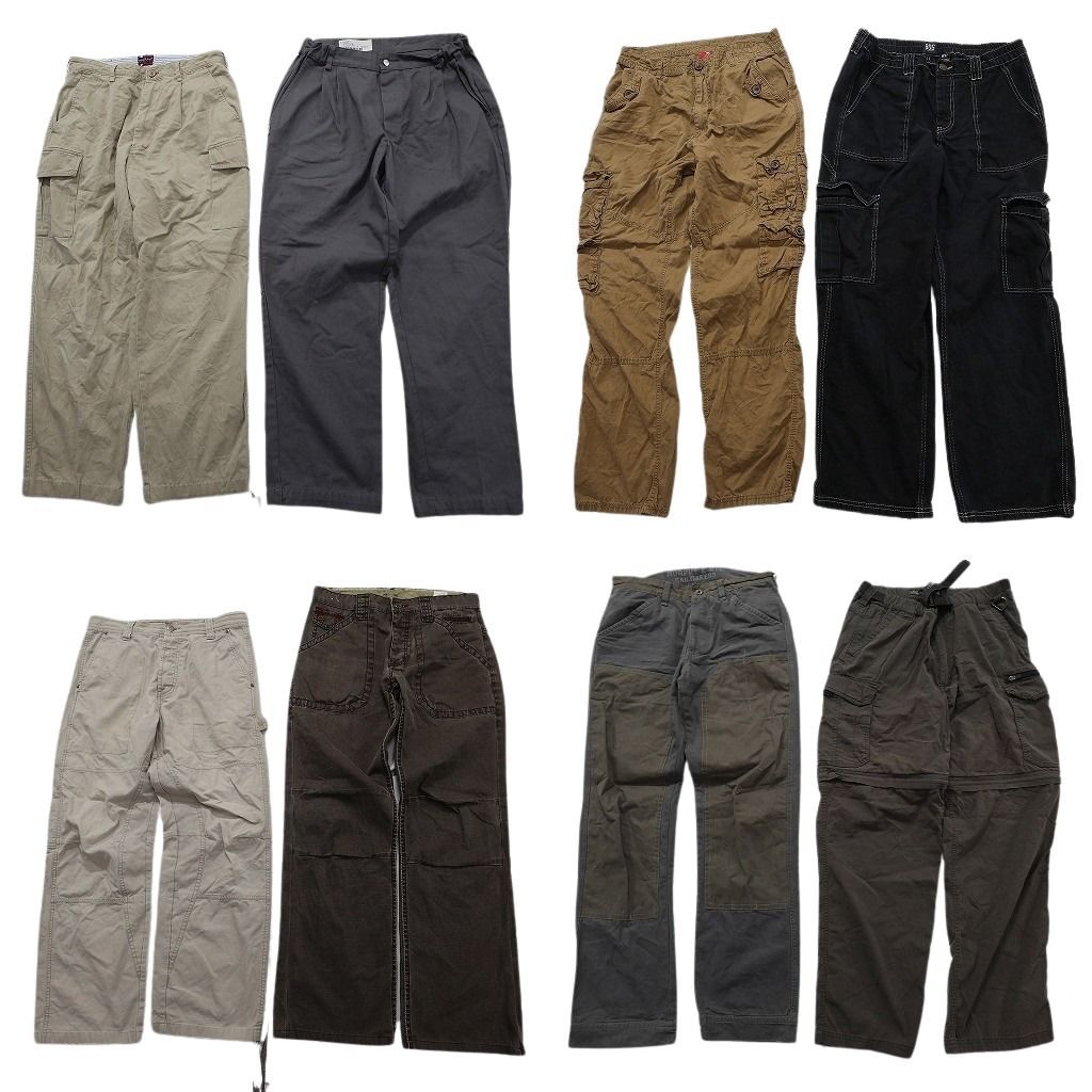 古着卸 まとめ売り ロングパンツ MIX 8枚セット ( メンズ 32 ) バイカラー ペインター ストレート タック 中古 古着 NF1869