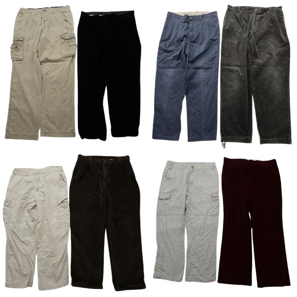 古着卸 まとめ売り ロングパンツ MIX 8枚セット ( メンズ 38 ) カーゴ コーデュロイ タック ブラック ベージュ 中古 古着 NF1880