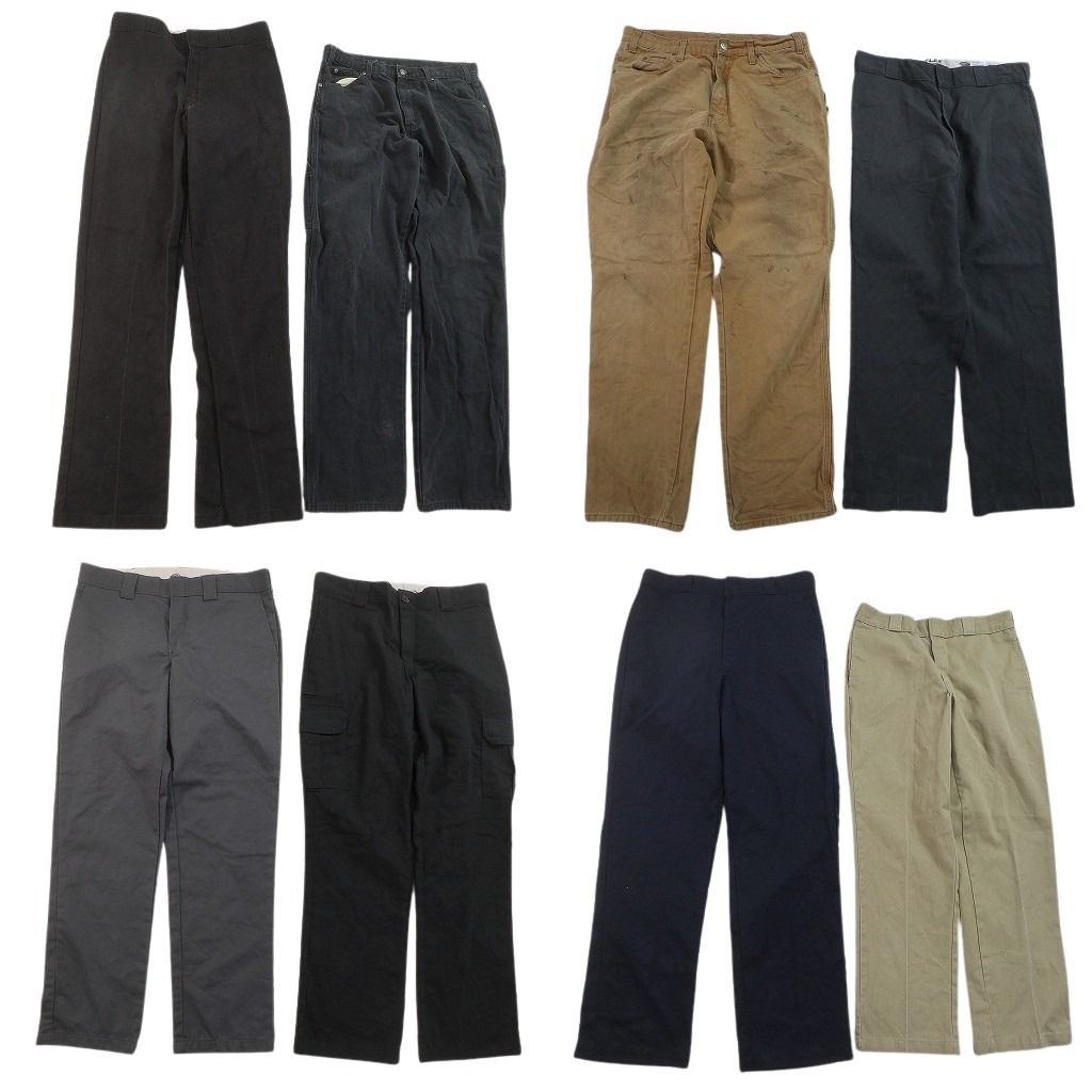 古着卸 まとめ売り ディッキーズ パンツ 8枚セット ( メンズ 34 ) FLEX グランジ ワーク ストレート ベージュ ブラック 中古 古着 NF1891