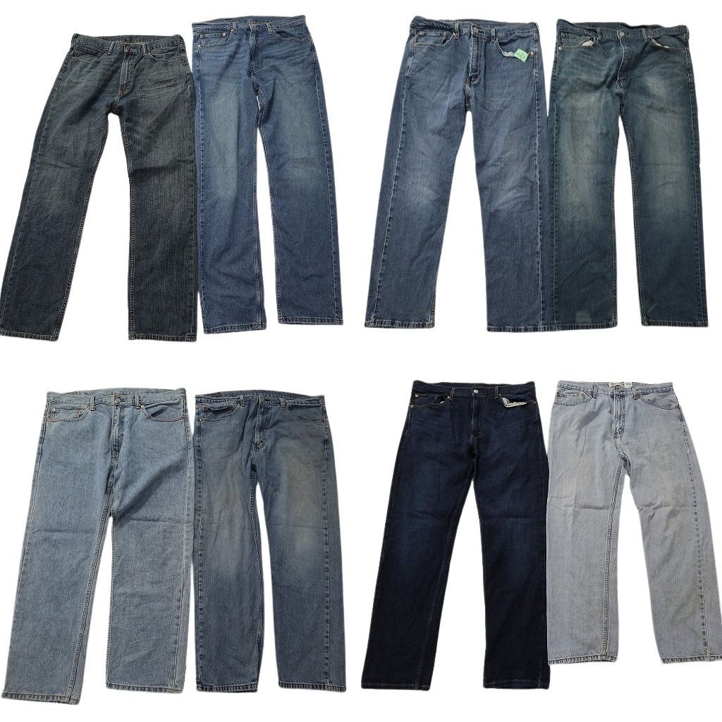 古着卸 まとめ売り リーバイス 505 デニムパンツ 8枚セット ( メンズ 38/36 ) テーパード　ジッパーフライ ヒゲ フェード 中古 古着 NF1902