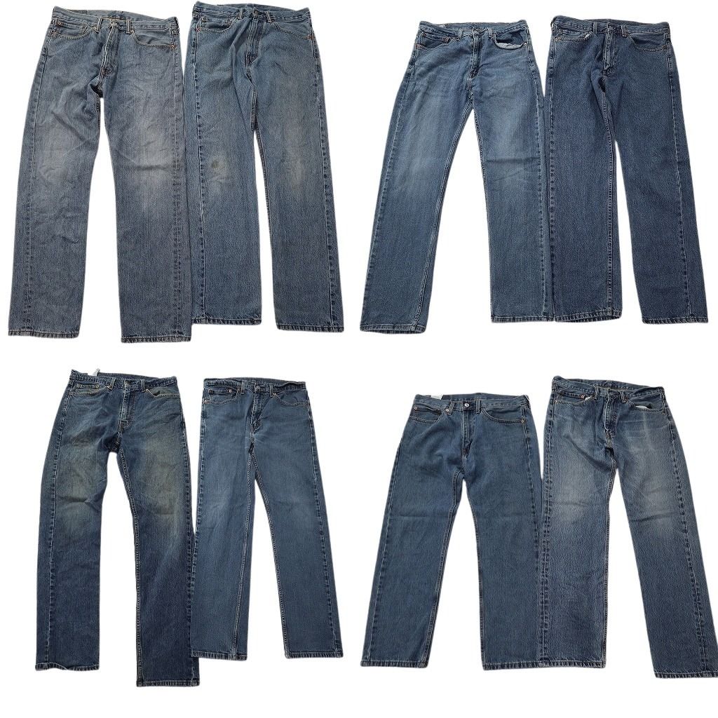 古着卸 まとめ売り リーバイス 505 デニムパンツ 8枚セット ( メンズ 35/34 ) テーパード　ジッパーフライ インディゴブルー 中古 NF1904