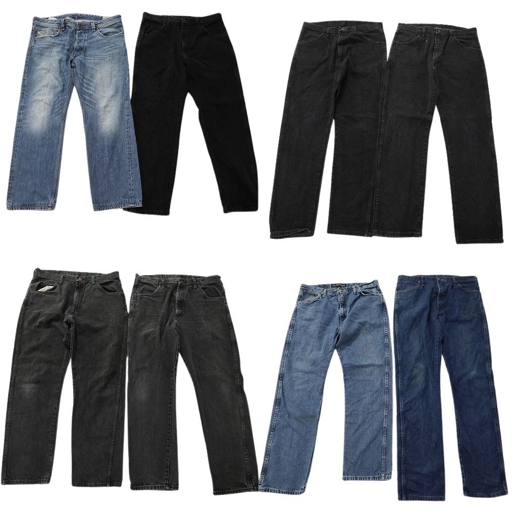 古着卸 まとめ売り ブランド デニムパンツ 8枚セット ( メンズ 36 ) ラスラー ラングラー ブラック ディーゼル DIESEL 中古 古着 NF1916