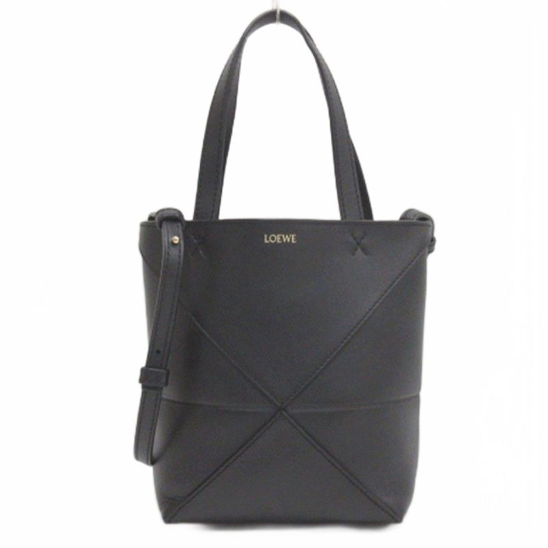 ロエベ LOEWE パズルフォルド ミニ トート バッグ ショルダー 2WAY ブラック ☆AA★