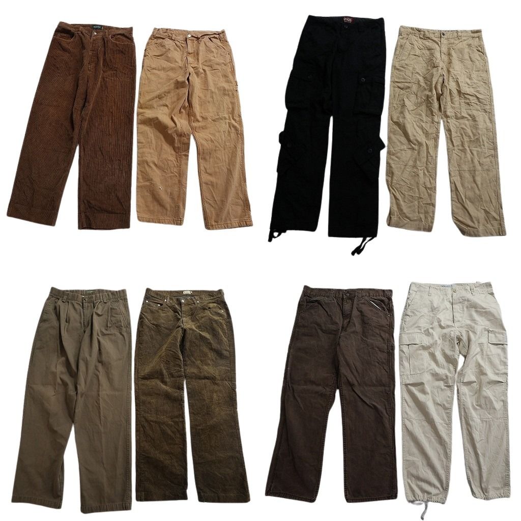 古着卸 まとめ売り ロングパンツ MIX 8枚セット ( メンズ 34 ) カーゴ ペインター ワーク タック コーデュロイ 中古 古着 NF1926
