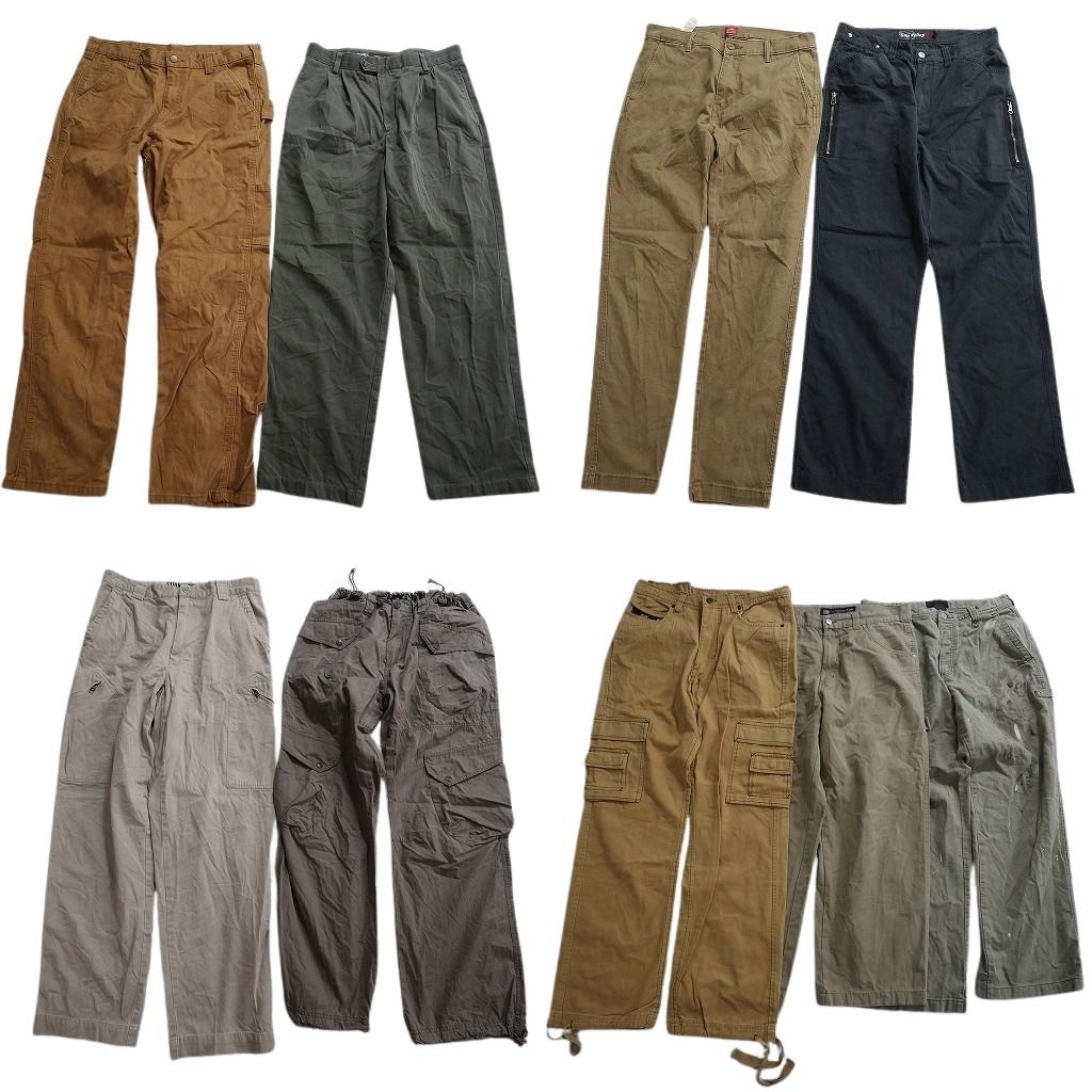 古着卸 まとめ売り ロングパンツ MIX 9枚セット ( メンズ 32 ) ペインティング カーゴ テーパード タック 中古 古着 NF1931