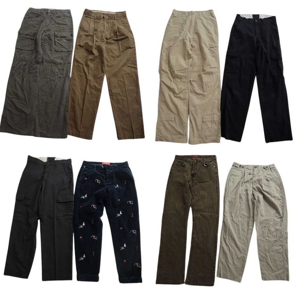 古着卸 まとめ売り ロングパンツ MIX 8枚セット ( メンズ 30 ) コーデュロイ カーゴ 総柄 タック テーパード 中古 古着 NF1934