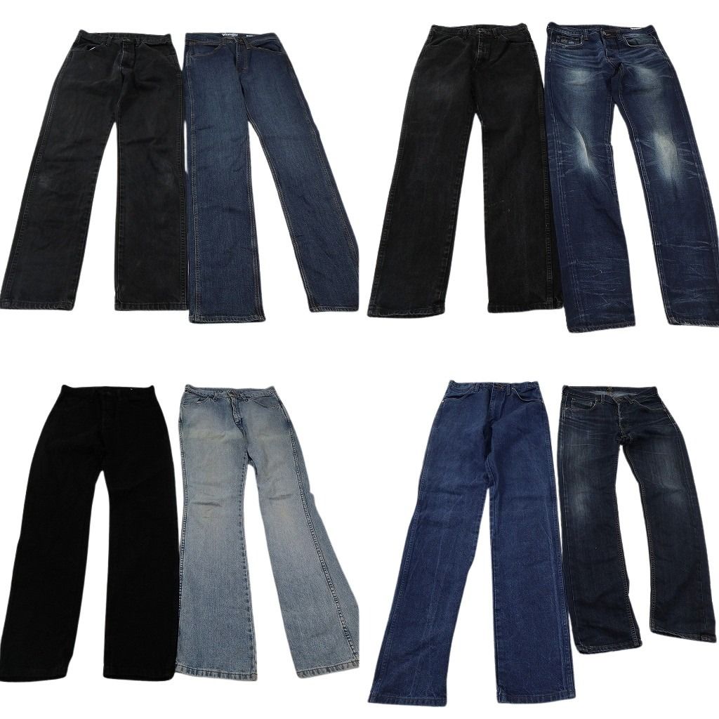 古着卸 まとめ売り ブランド デニムパンツ 8枚セット ( メンズ 31/30 ) LEE G-STAR ラスラー ラングラー ブラック 中古 古着 NF1950