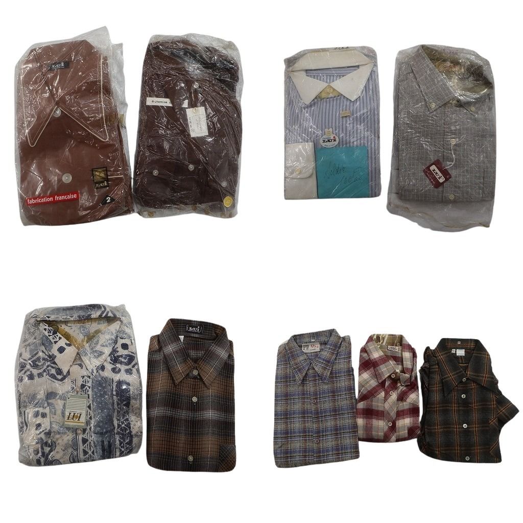 【未検品】古着卸 まとめ売り デッドストック 長袖シャツ MIX 9枚セット ( メンズ ) マドラス チェック 総柄 ストライプ 中古 古着 NF1973