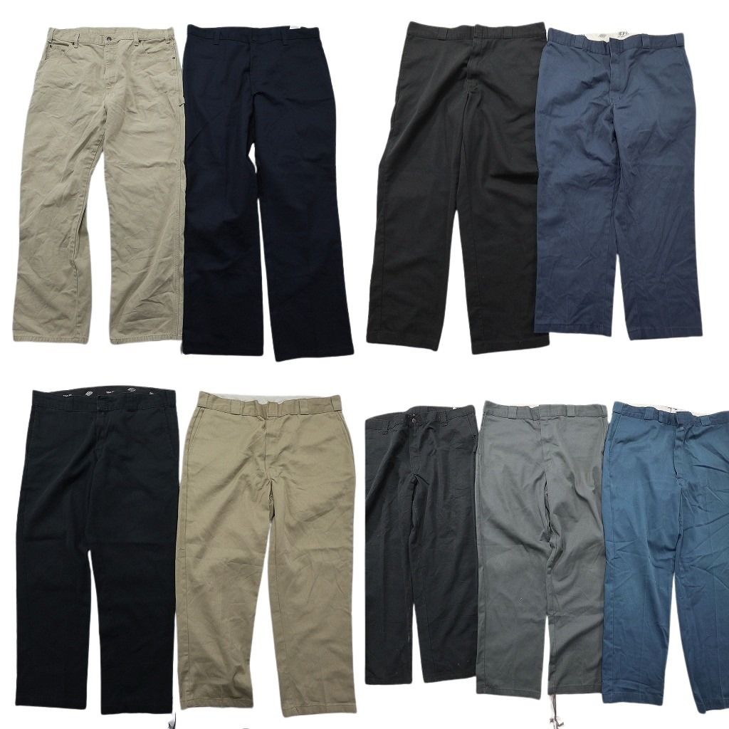 古着卸 まとめ売り ディッキーズ パンツ 9枚セット ( メンズ 38/40 ) ワーク ブラック ネイビー グレー 中古 古着 NF2001