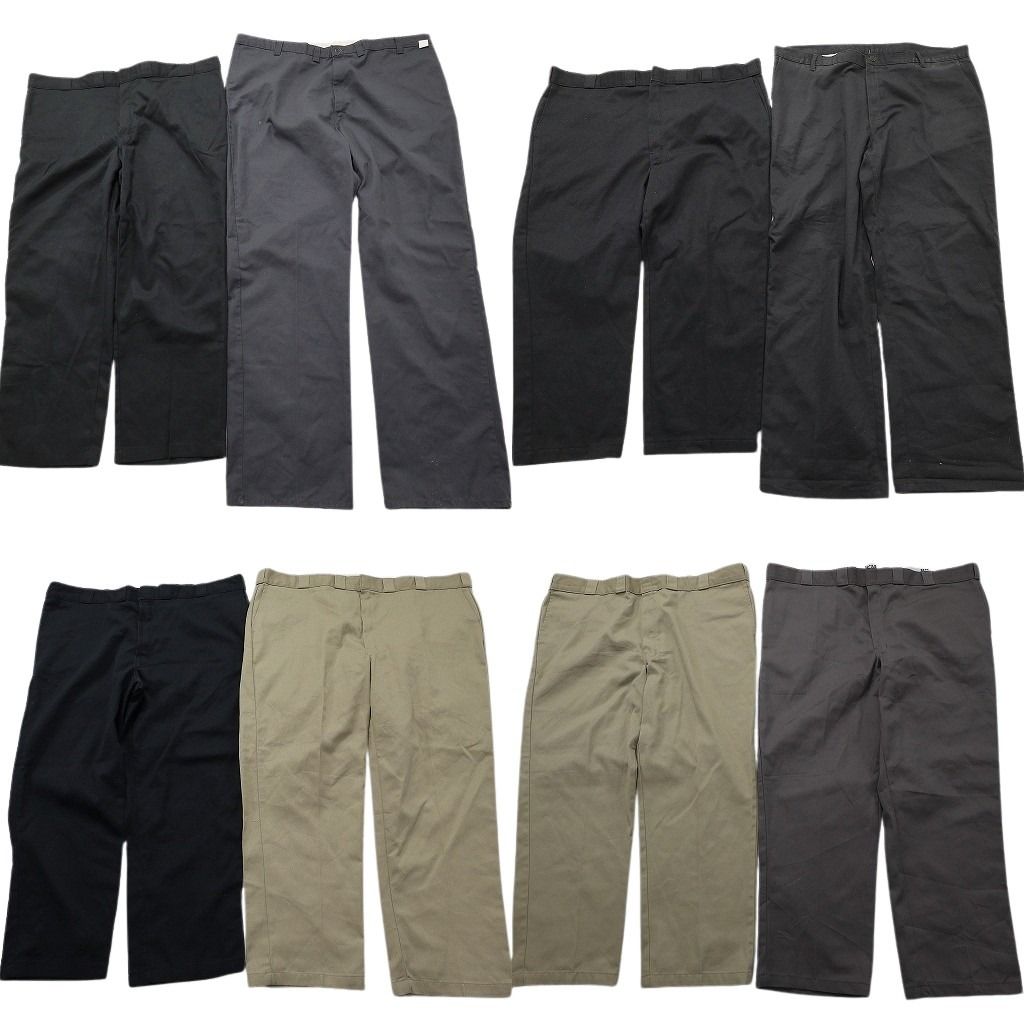 古着卸 まとめ売り ディッキーズ パンツ 8枚セット ( メンズ 46 ) ワーク ベージュ ブラック ワイド 中古 古着 NF2004