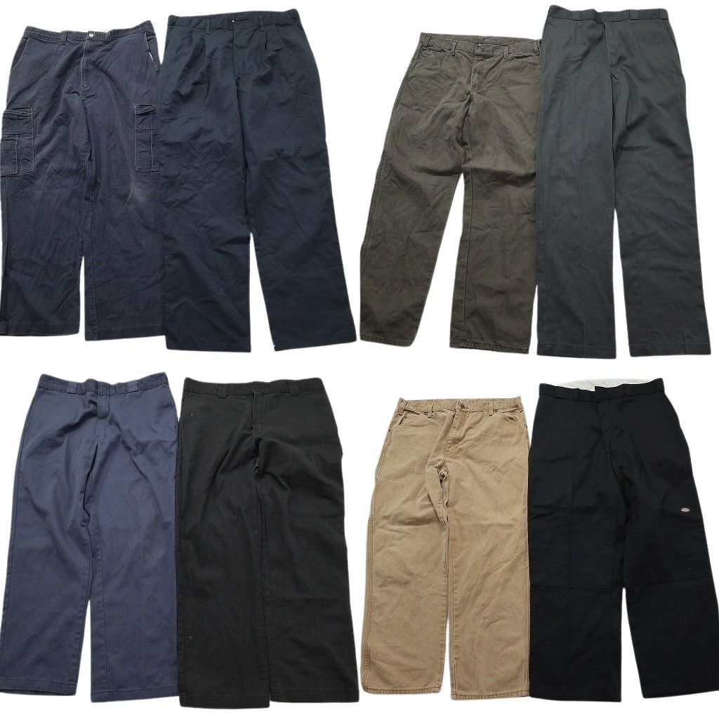 古着卸 まとめ売り ディッキーズ パンツ 8枚セット ( メンズ 58 ) ワーク ダブルニー ブラック ネイビー 中古 古着 NF2005