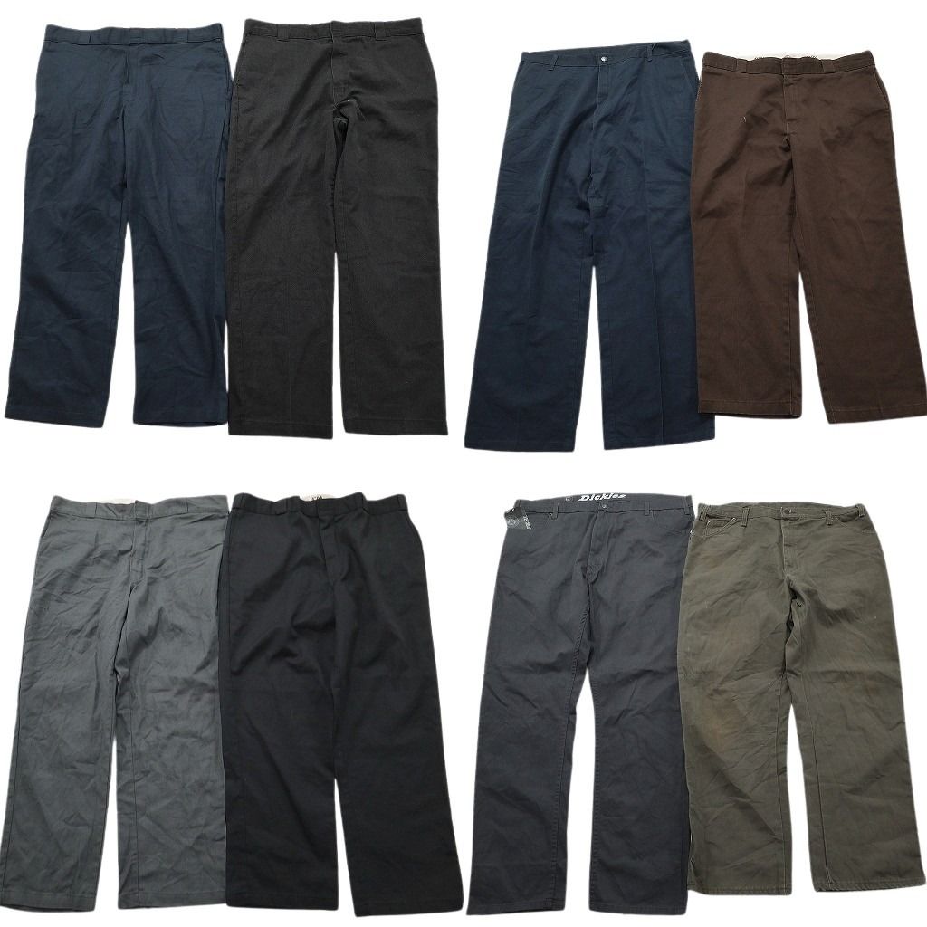 古着卸 まとめ売り ディッキーズ パンツ 8枚セット ( メンズ 40 ) デッドストック ワーク ブラウン ネイビー 中古 古着 NF2008