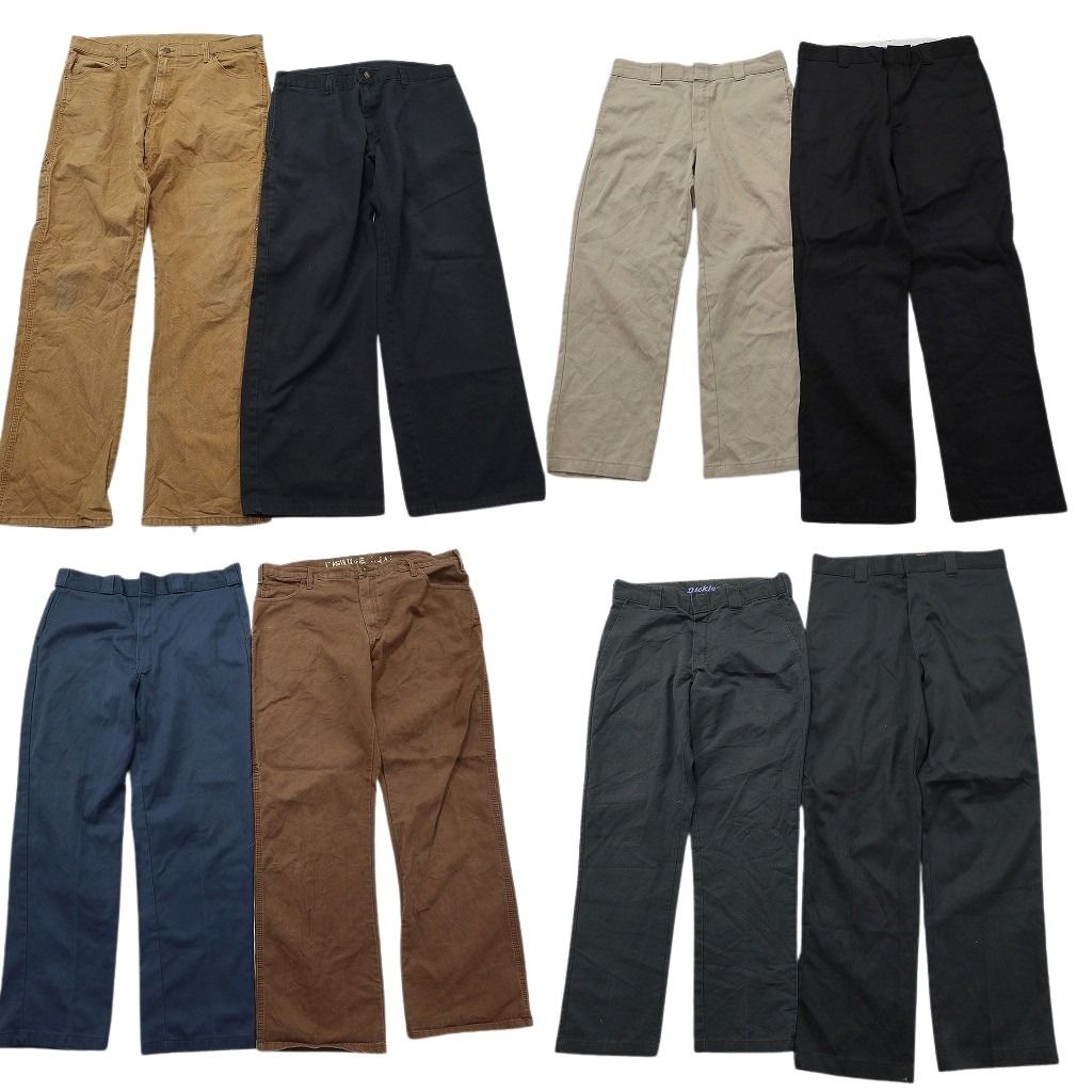 古着卸 まとめ売り ディッキーズ パンツ 8枚セット ( メンズ 36 ) ブラック ワーク ベージュ ストレート 中古 古着 NF2012