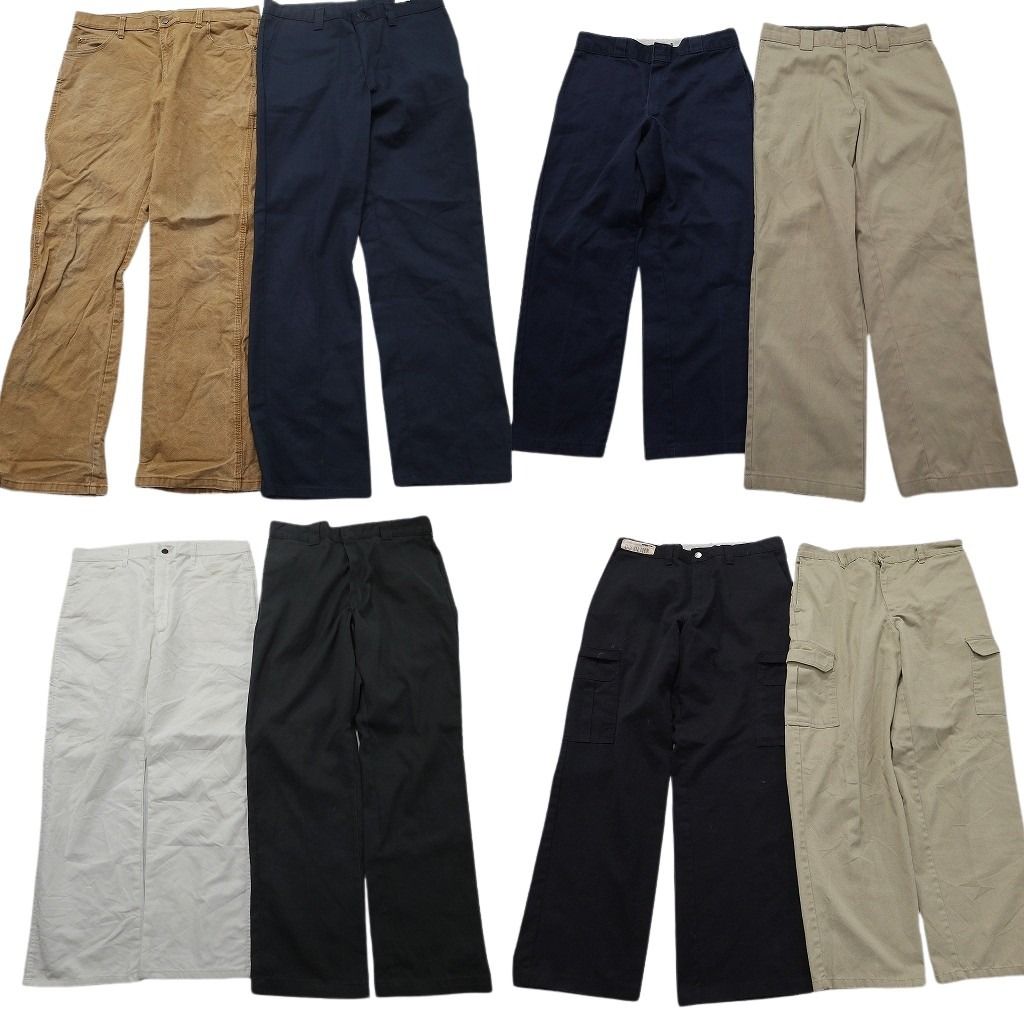 古着卸 まとめ売り ディッキーズ パンツ 8枚セット ( メンズ 34 ) カーゴ ブラック ベージュ ワーク 中古 古着 NF2018