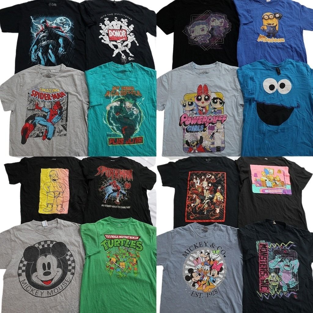 古着卸 まとめ売り キャラクター Tシャツ 16枚セット ( メンズ M ) ディズニー マーベル ミッキー 中古 古着 NF2164