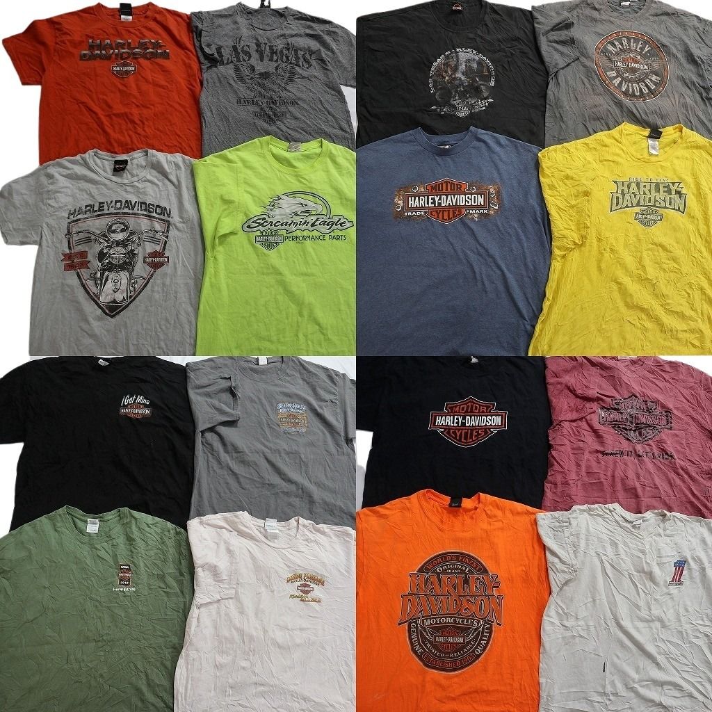 古着卸 まとめ売り ハーレーダビッドソン Tシャツ 16枚セット ( メンズ M/L/XL/2XL/3XL/4XL/5XL ) ワンポイント ブラック 中古 古着 NF2171