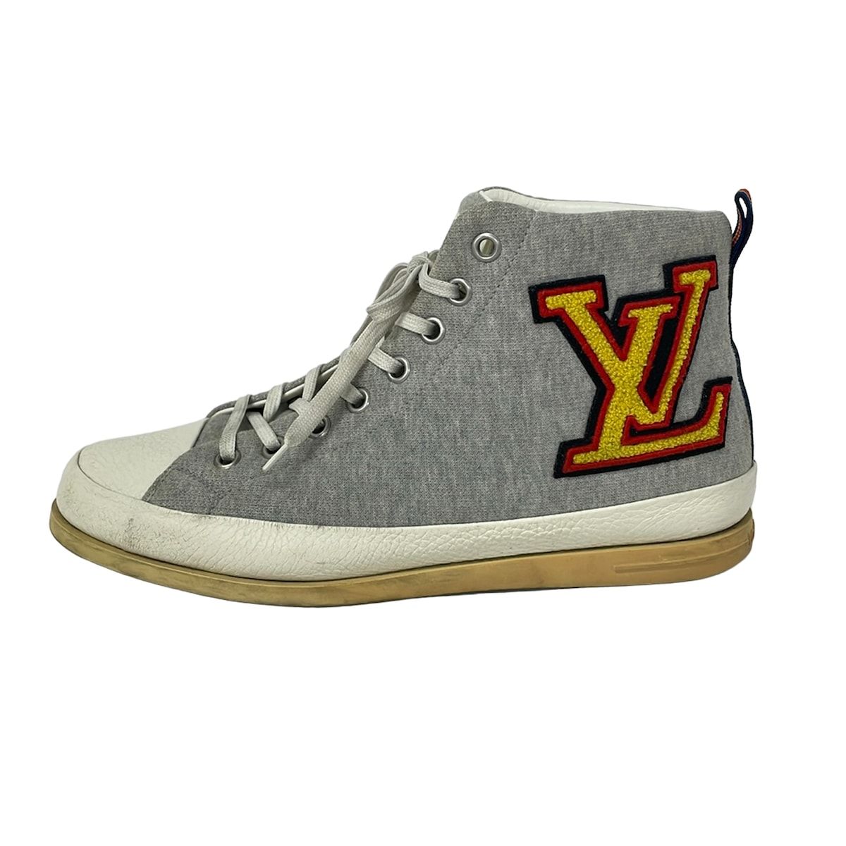LOUIS VUITTON(ルイヴィトン) スニーカー 9 メンズ - グレー×イエロー×マルチ インソール取外し可/ハイカット コットン、レザー