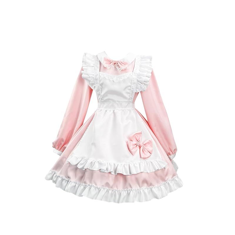 【新品】 [EIDEFE] メイド服 コスプレ制服 可愛い 蝶結ぶ メイド服 コスプレ 長袖 ロリータ 可愛い メイドカフェー 女装 仮装 学園祭 撮影 オタクダンス ピンク M