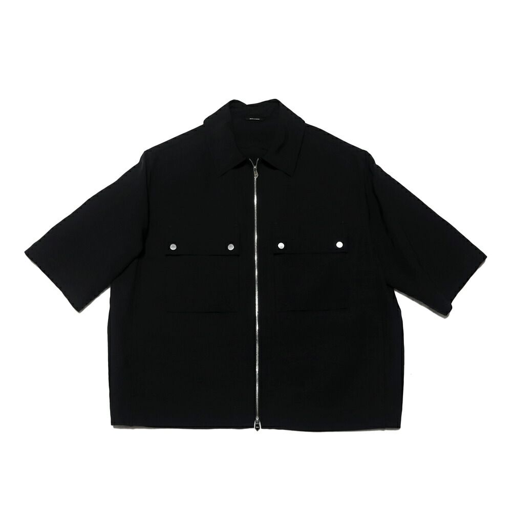 【名東】エルメス ショートスリーブオーバーシャツ ジップアップシャツ ブラック 黒 サイズ52 652300HE トップス メンズ 男 アパレル 服
