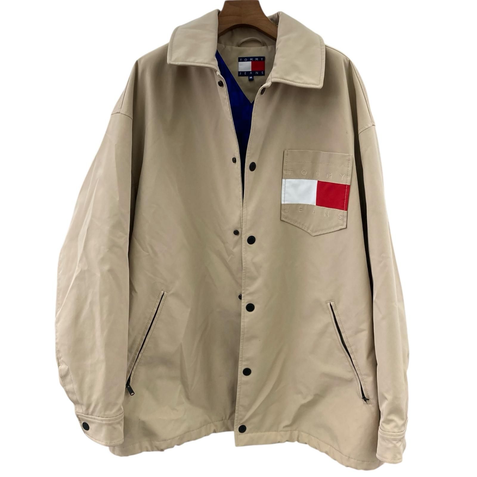 186004 現状品 TOMMY JEANS　トミージーンズ　コーチジャケット　Mサイズ ベージュ・ブルー メンズ