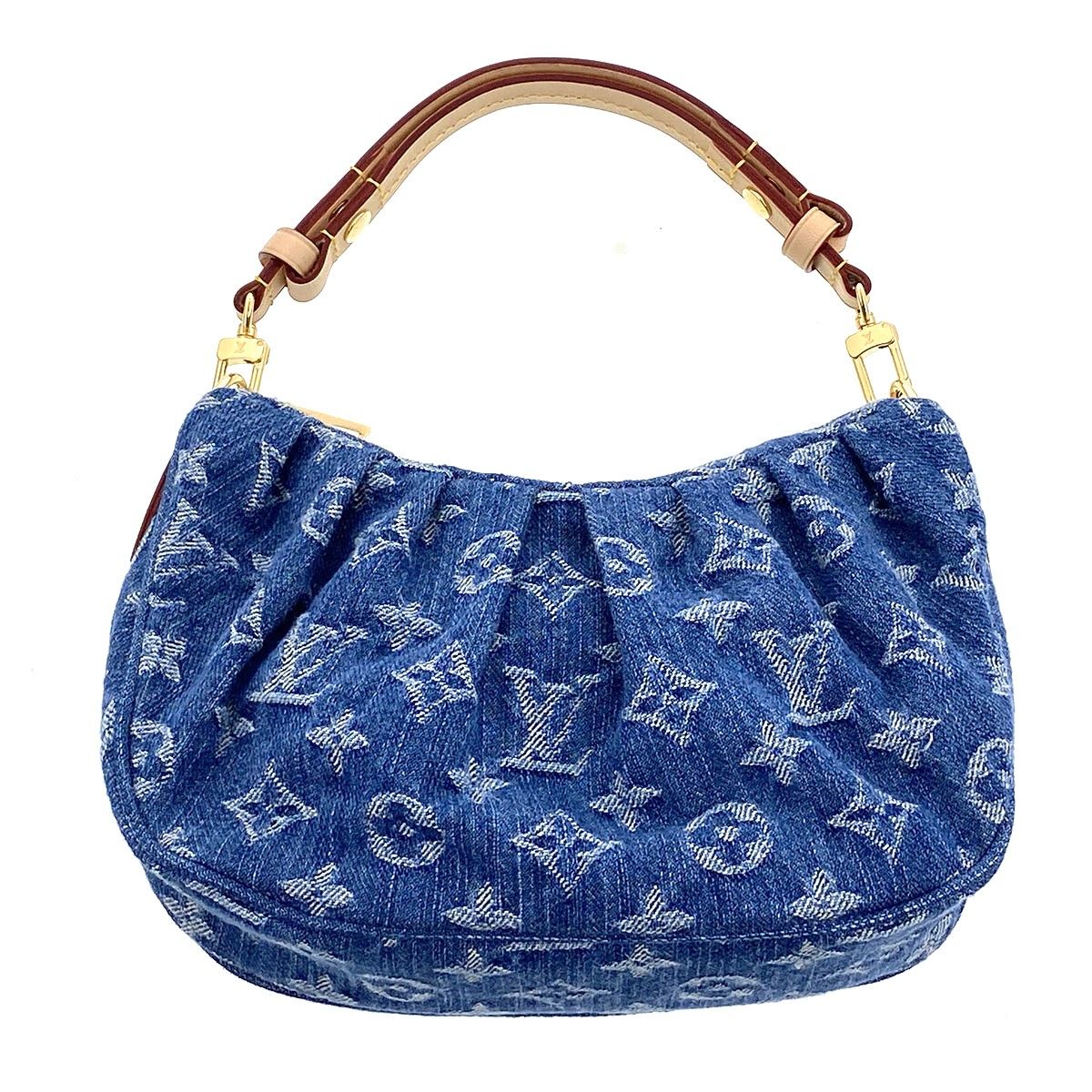 LOUIS VUITTON ルイ・ヴィトン モノグラム デニム ポシェット バレー ハンドバッグ M13571 レディース モノグラムデニム レザー ブルー 中古
