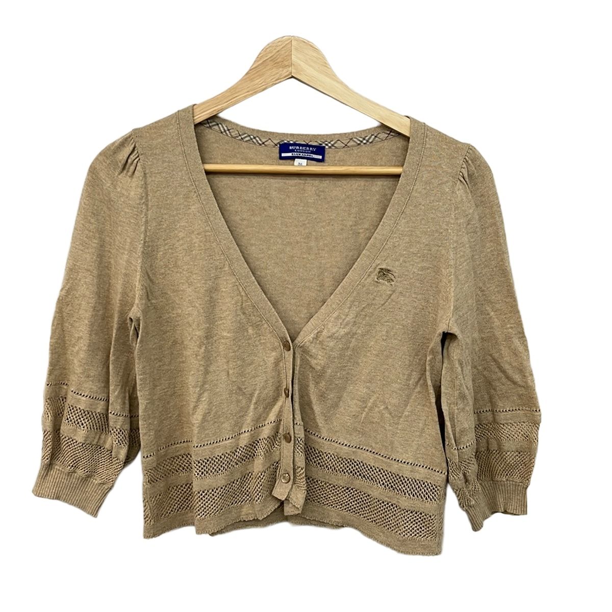 Burberry Blue Label(バーバリーブルーレーベル) カーディガン サイズ38 M レディース美品 - ベージュ 七分袖