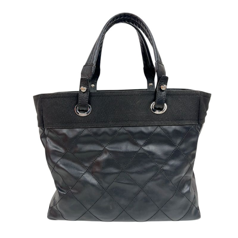 シャネル CHANEL パリビアッツトートMM A34209 ブラック　シルバー金具 コーティングキャンバス レディース トートバッグ