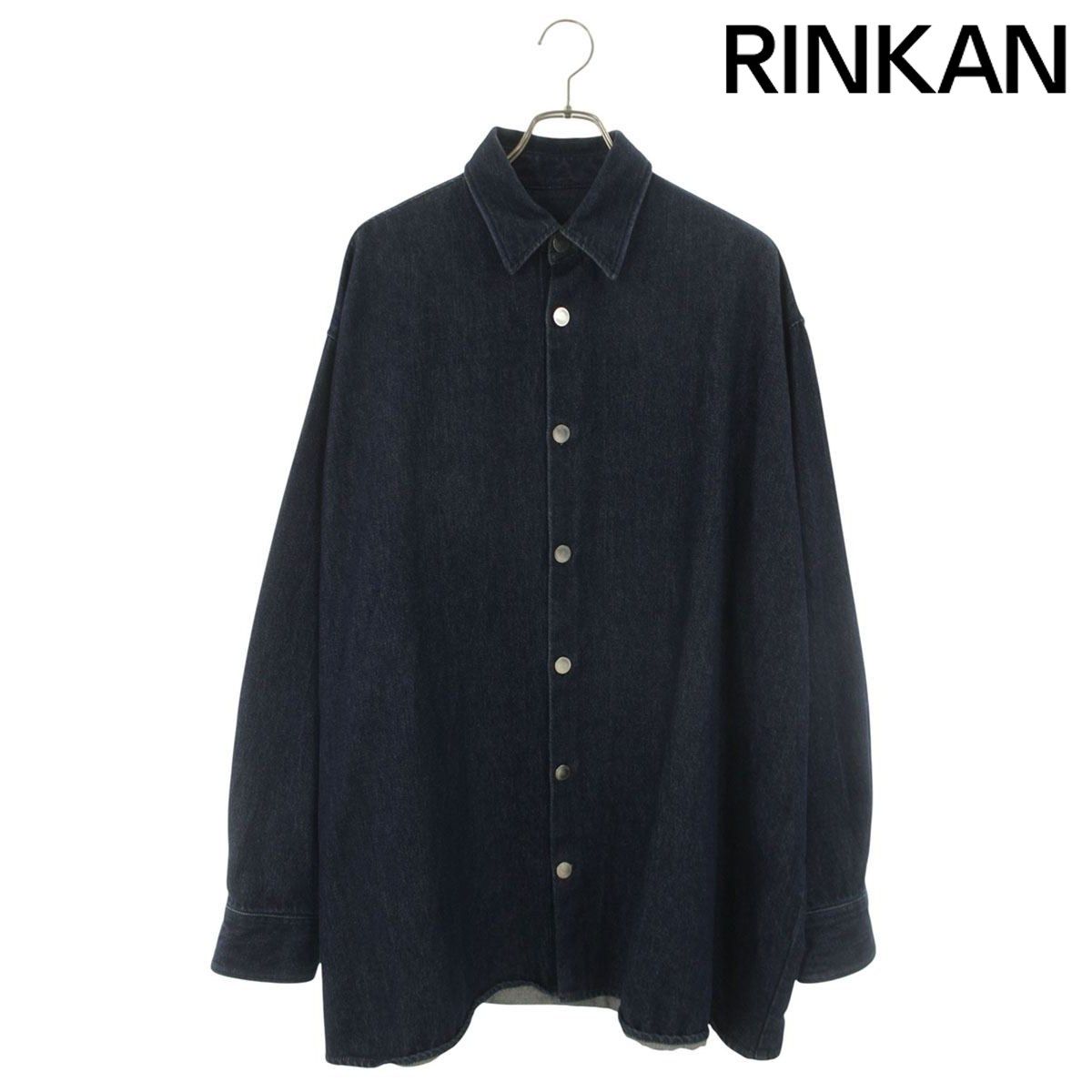 ラフシモンズ 18SS 181-248-10032 DENIM EASY FIT SHIRT ロゴパッチデニムイージーフィット長袖シャツ メンズ S