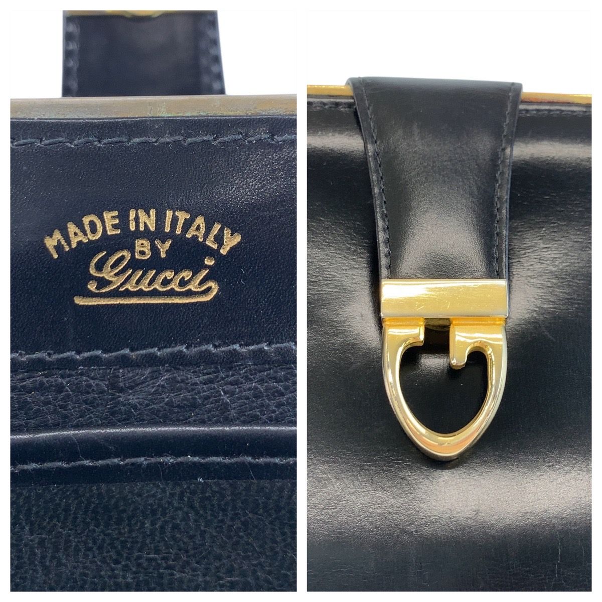 美品 GUCCI グッチ ヴィンテージ オールドグッチ ブラック 黒 ゴールド 