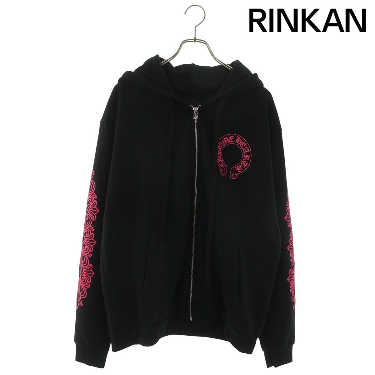 クロムハーツ SWTSHRT HD ZIP バックホースシュー袖フローラルプリントダガージップパーカー メンズ M