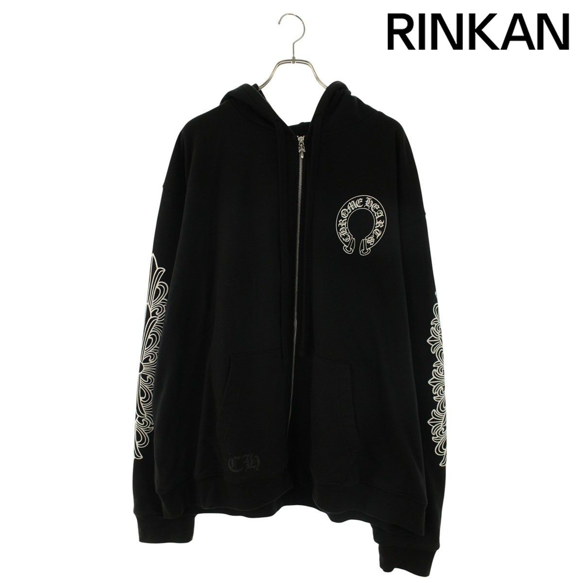 クロムハーツ SWTSHRT HD ZIP バックホースシュープリント袖フローラルパーカー メンズ XXL