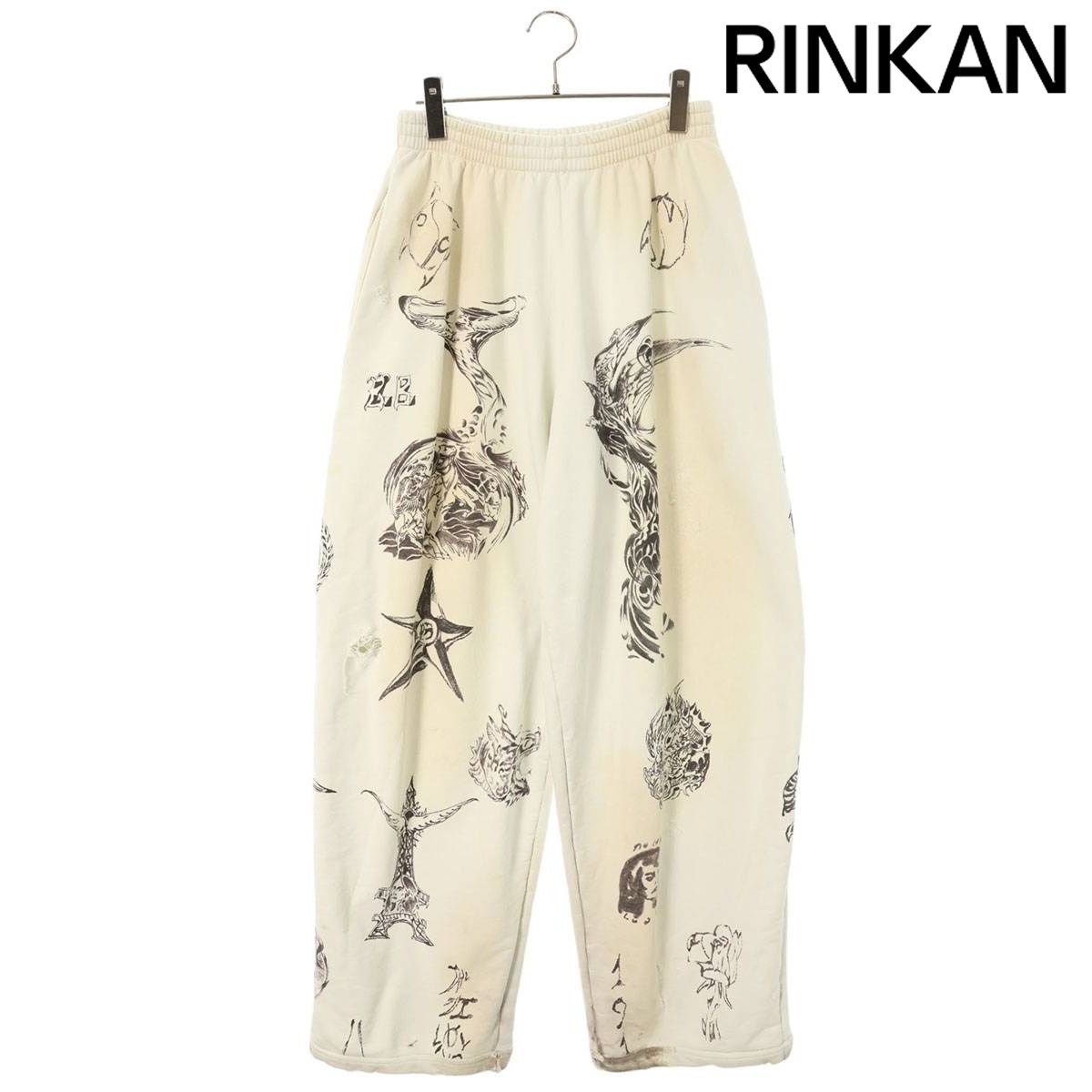 バレンシアガ 24SS 787357 TQVK1 ヴィンテージ加工グラフィックロングパンツ メンズ XS