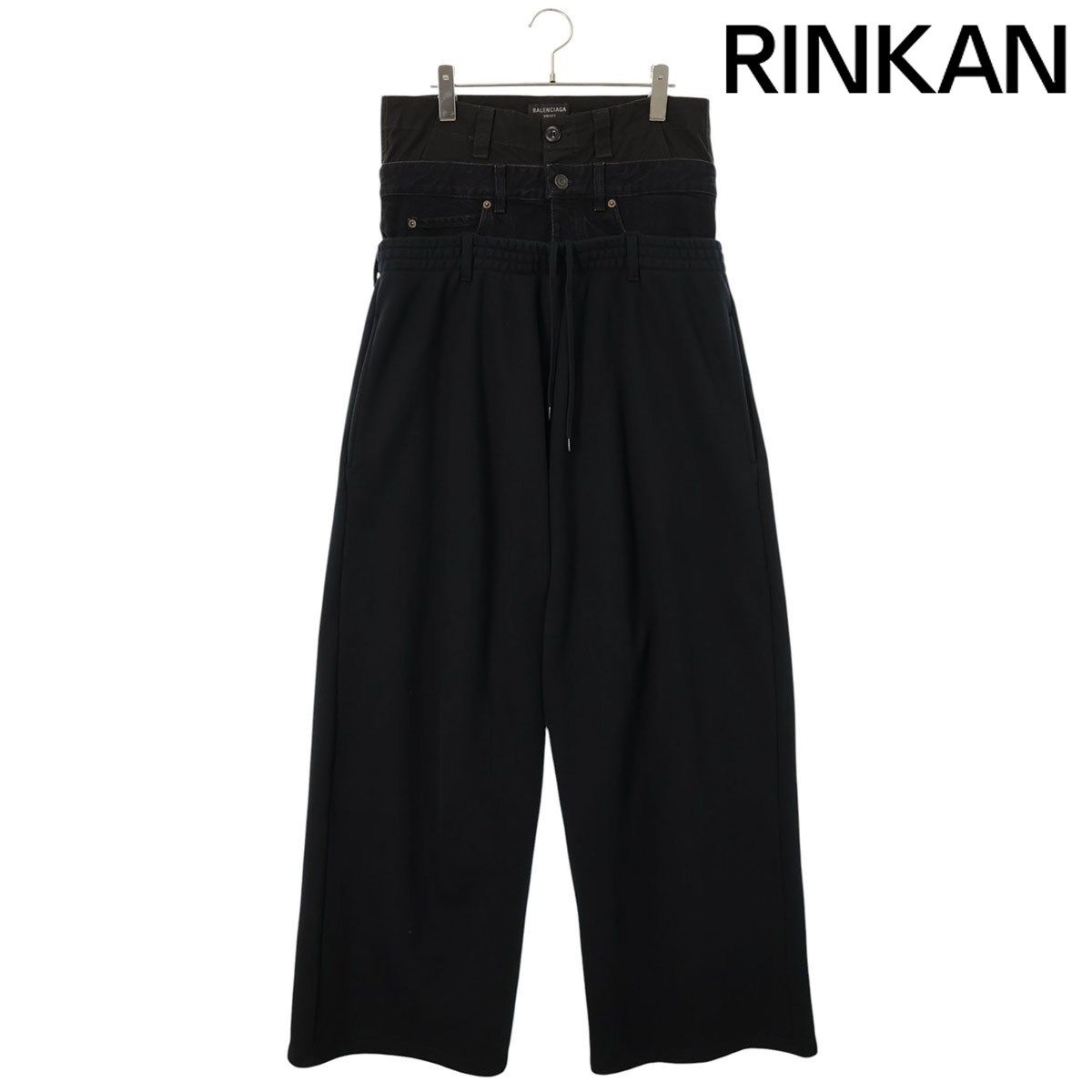 バレンシアガ 24AW 808816 TNVI7 トリプルレイヤードデニムウエストスウェットロングパンツ メンズ M
