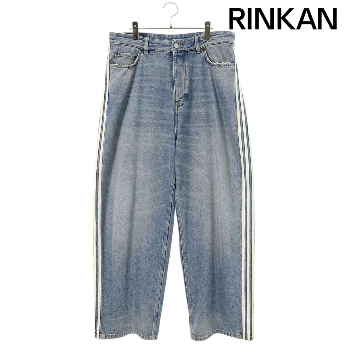 バレンシアガ ×アディダス adidas 23SS 724778 THW25 サイドラインバギーデニムパンツ メンズ S