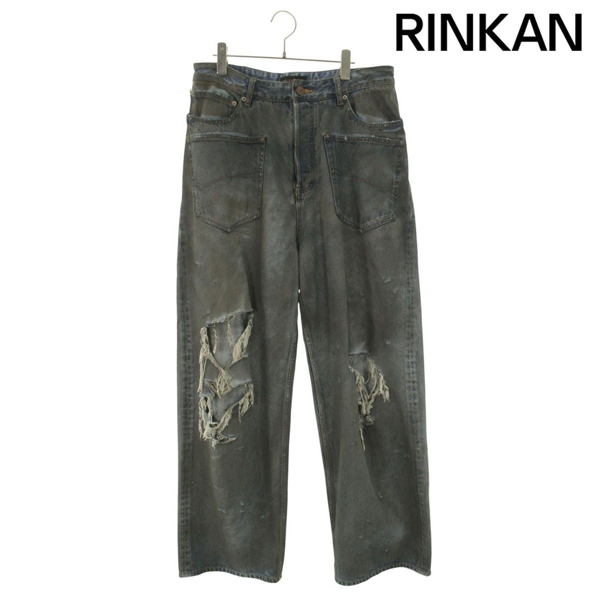 バレンシアガ 23AW 751111 TDW14 ダメージ加工パッチドポケットバギーデニムパンツ メンズ S