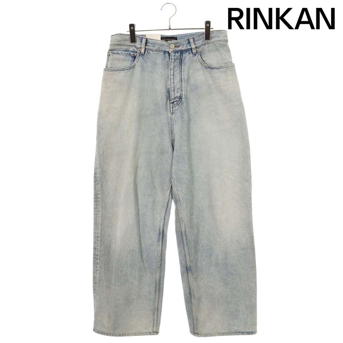 バレンシアガ 24SS 767977 TDW14 サイズステッカーワイドバギーデニムパンツ メンズ XS