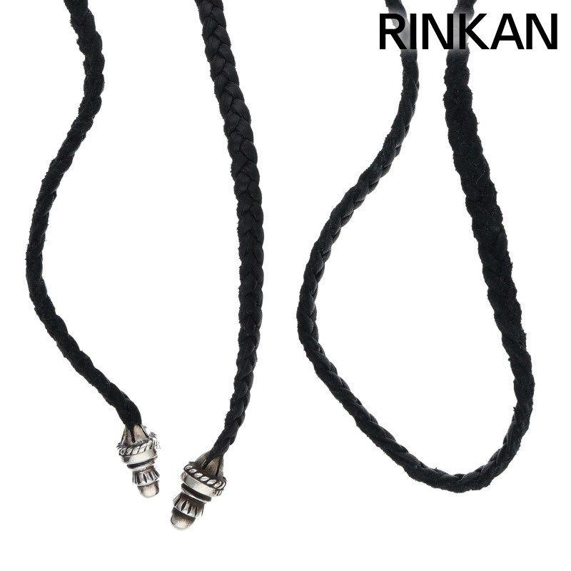 クロムハーツ LEATHER BRAID/ボロチップレザーブレード シルバーネックレス メンズ