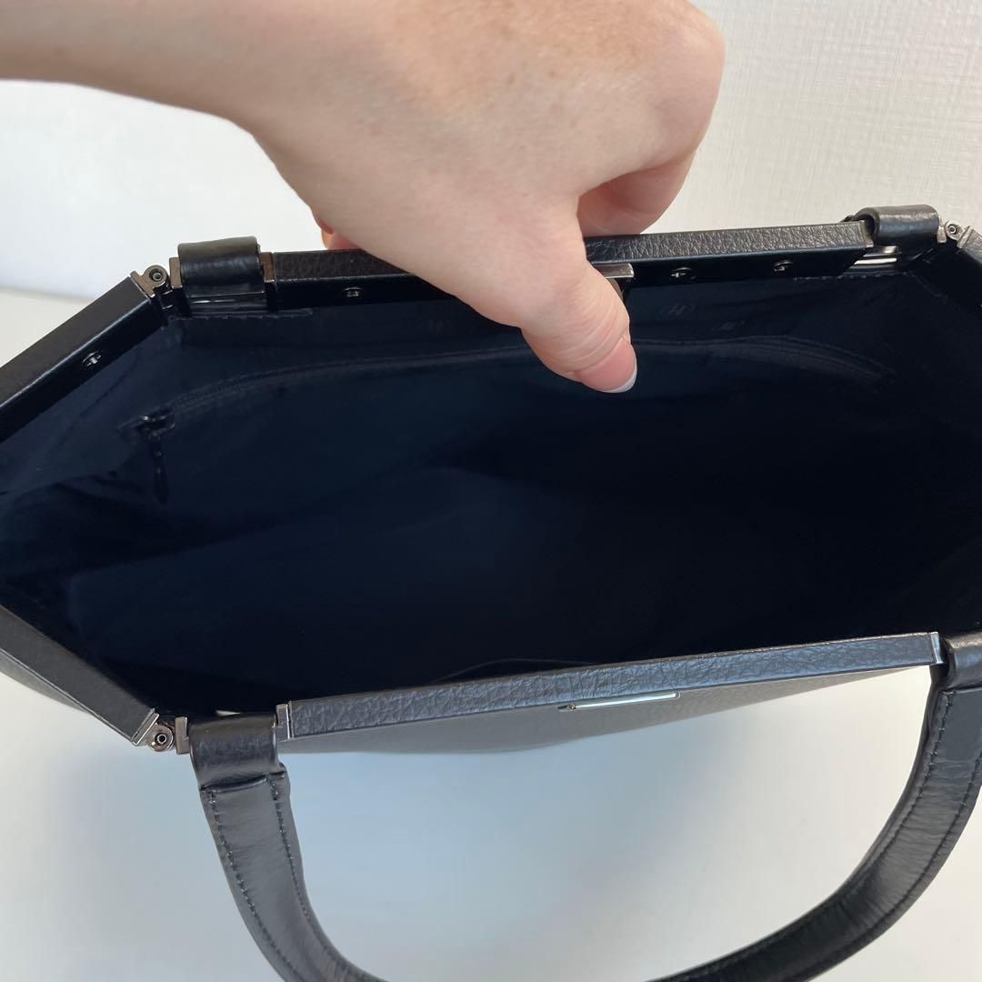傳濱野 デンハマノ ブラック レザートートバッグ ハンドバッグ - メルカリ