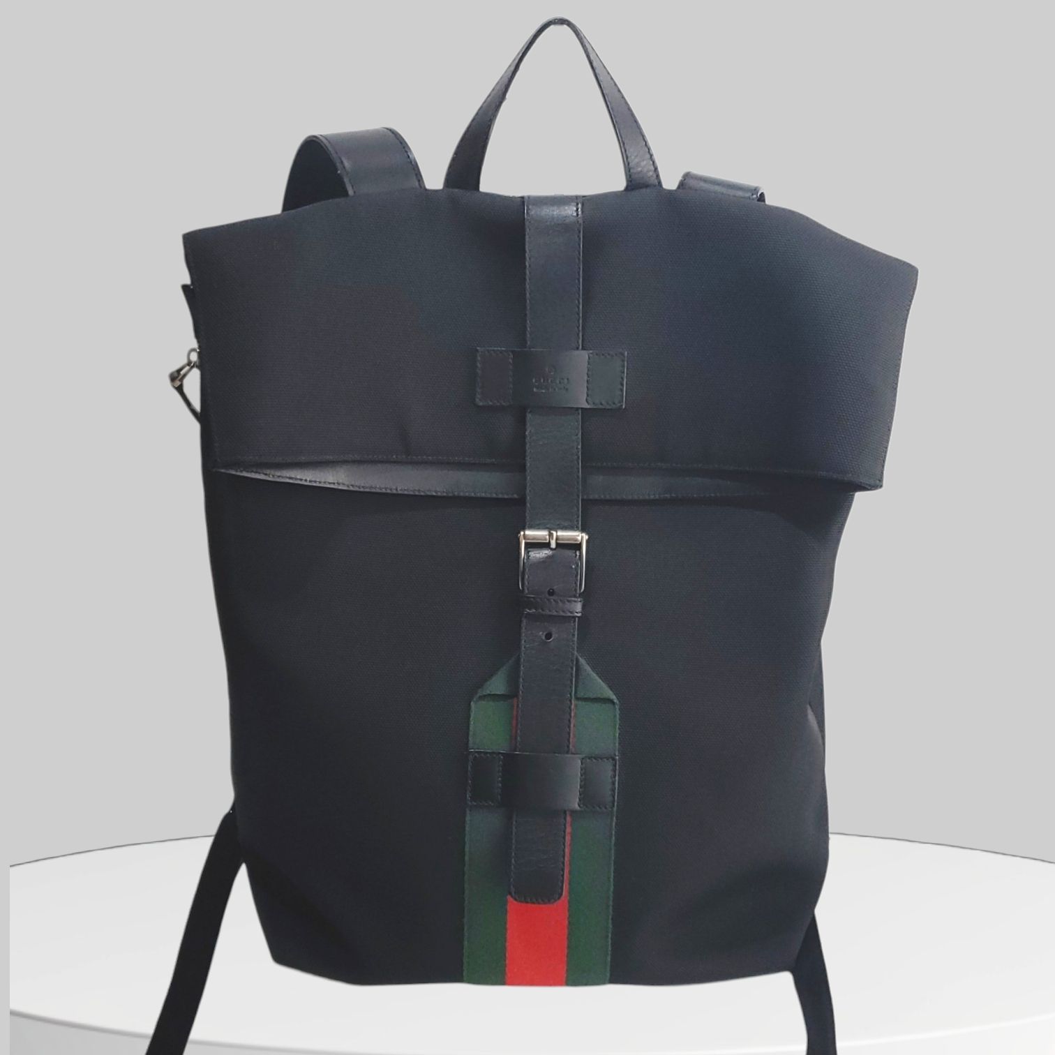 中古【 GUCCI 】 グッチ 大きいバックパック シェリーライン ブラック メンズ リュック 黒