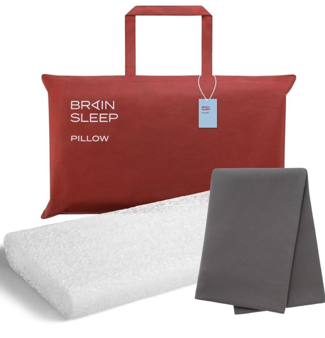 BRAIN SLEEP PILLOW LOW +ピローカバー(オーガニックスリープ)ストーングレーX00155AD7T 【Aランク】742