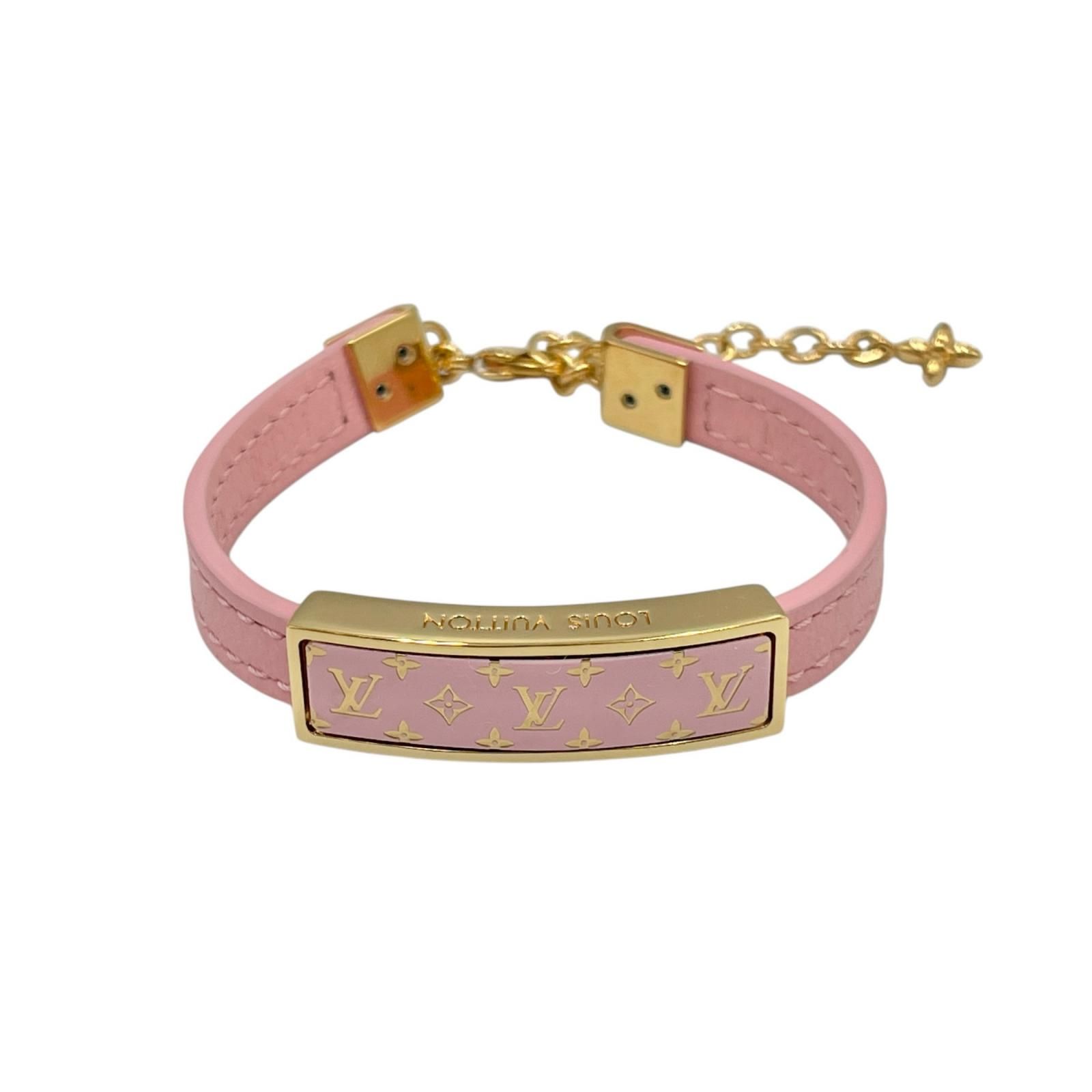 ルイヴィトン LOUIS VUITTON ブレスレット ナノグラム エナメル M8803Z レザー/GP ピンク レディース