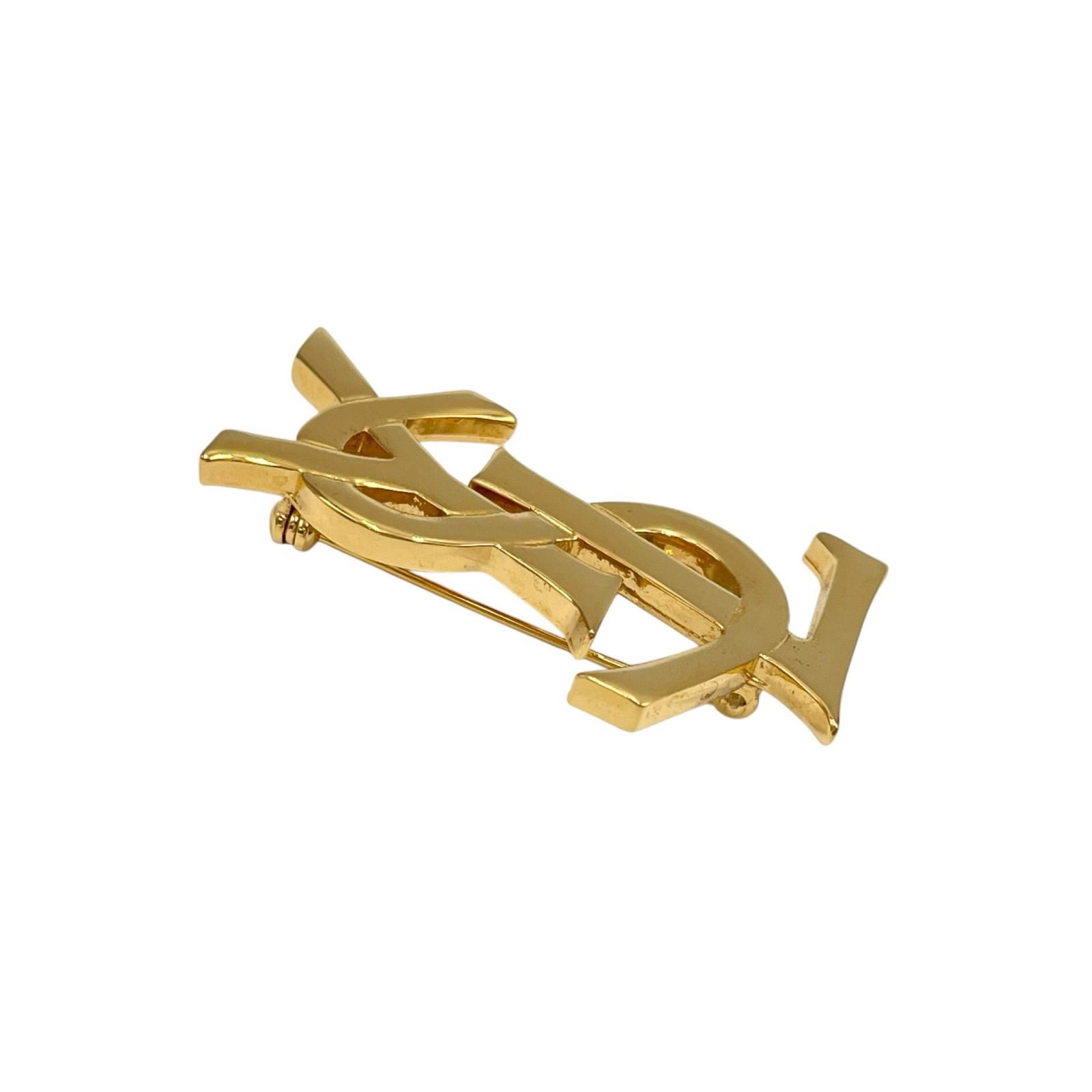 YVES SAINT LAURENT ブローチ イヴ・サンローラン YVES SAINT LAURENT ブローチ YSLロゴ GP