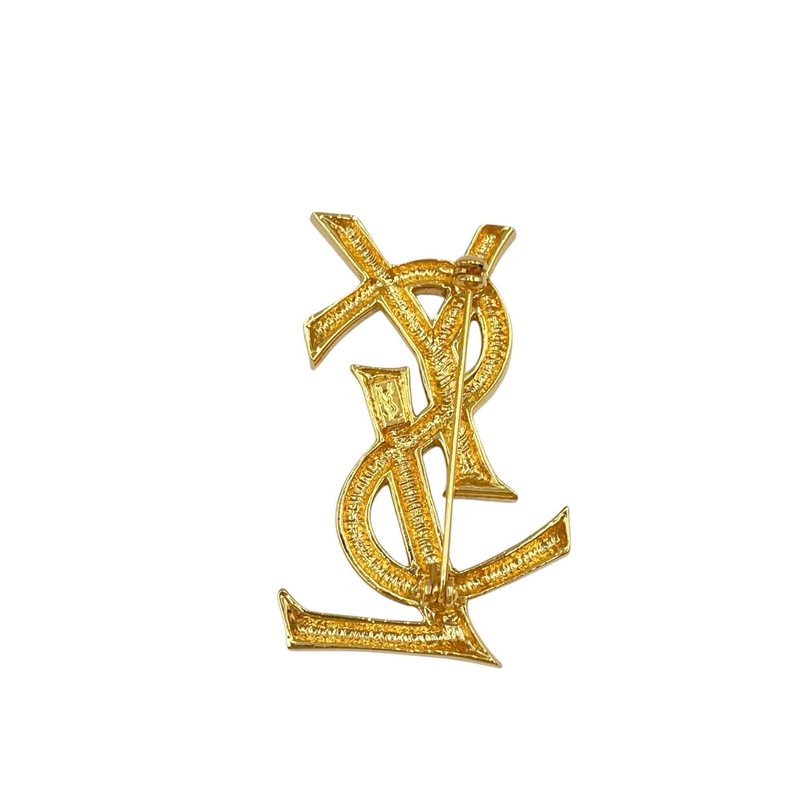 イヴ・サンローラン YVES SAINT LAURENT ブローチ YSLロゴ GP
