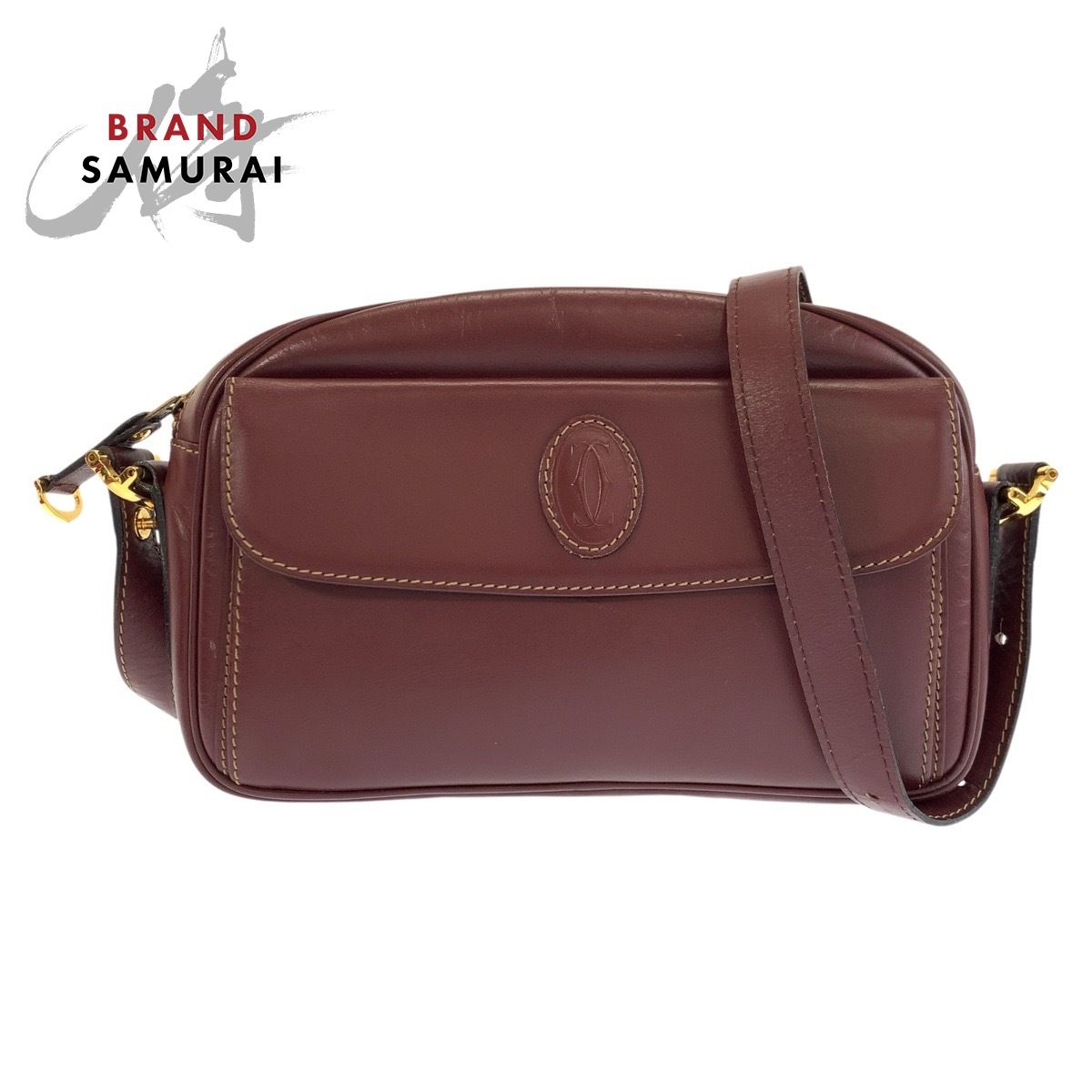 美品 CARTIER カルティエ マストライン ボルドー ゴールド金具 レザー ショルダーバッグ レディース 602770【中古】