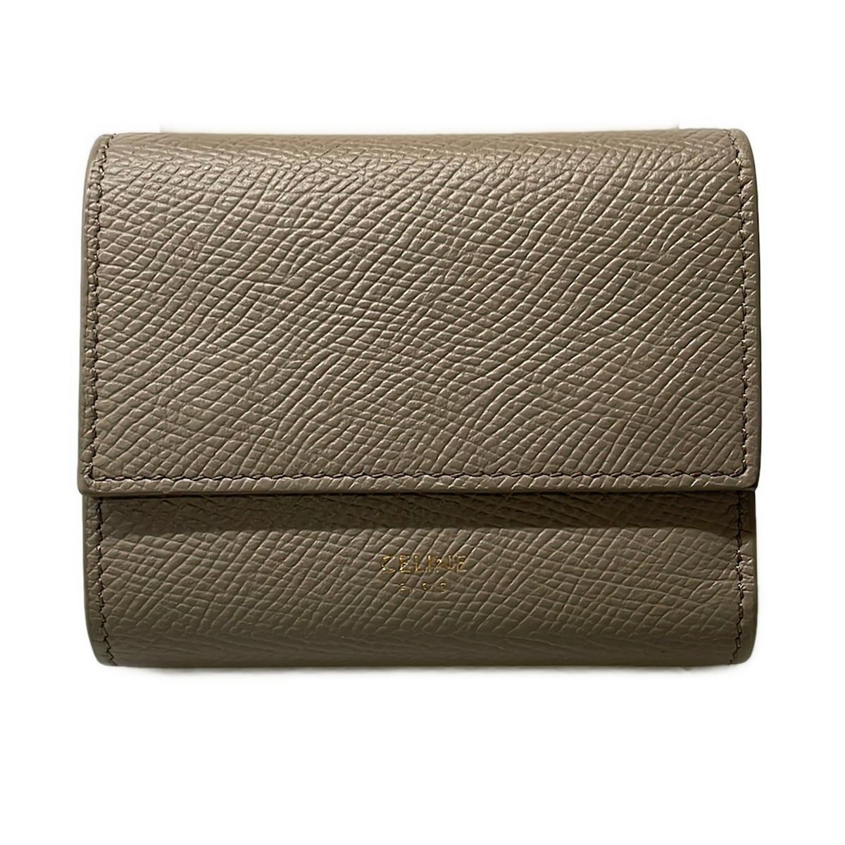 CELINE(セリーヌ) 3つ折り財布美品 スモール トリフォールドウォレット 10B573BEL.10BL ペブル(グレーベージュ)