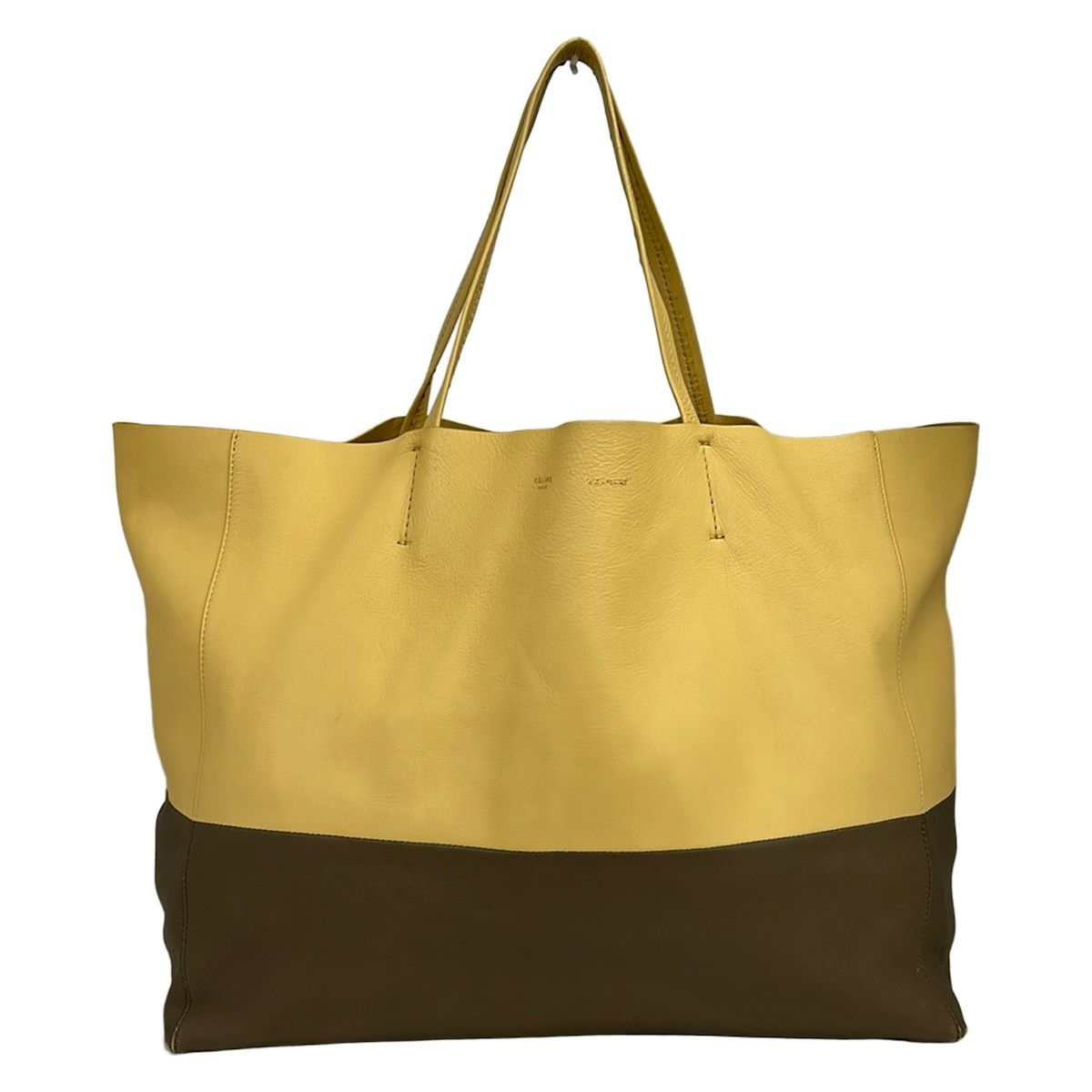 CELINE(セリーヌ) トートバッグ ホリゾンタルカバ イエロー×グレーベージュ レザー